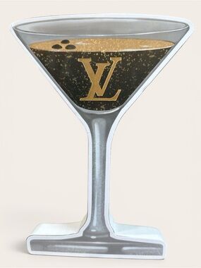 Gold and Black Martini Sculpture Accent